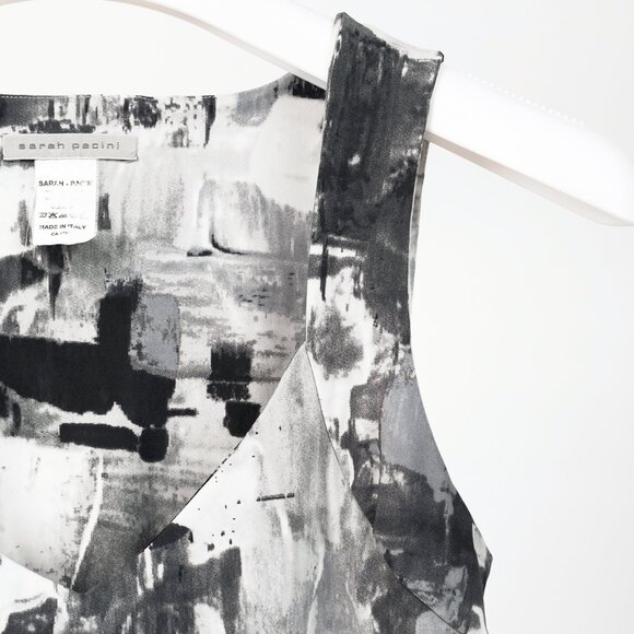 Sarah Pacini Grey Abstract-Print Draped Jersey Dress - Picture 4 of 7